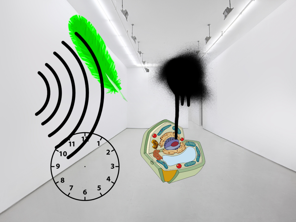 soundwave, feather, green, green feather, clock, timeless, plant cell, flora, black spray paint, spray paint, 